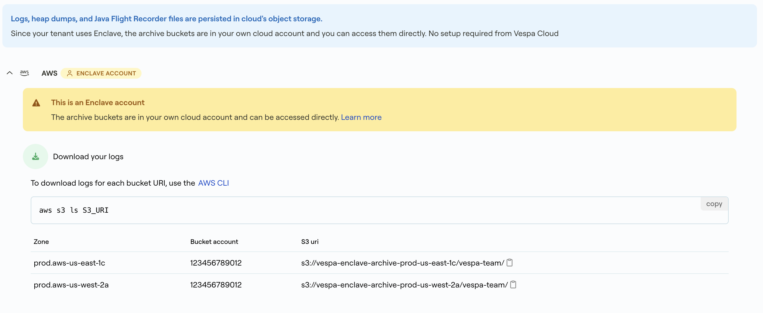 Enclave archive view