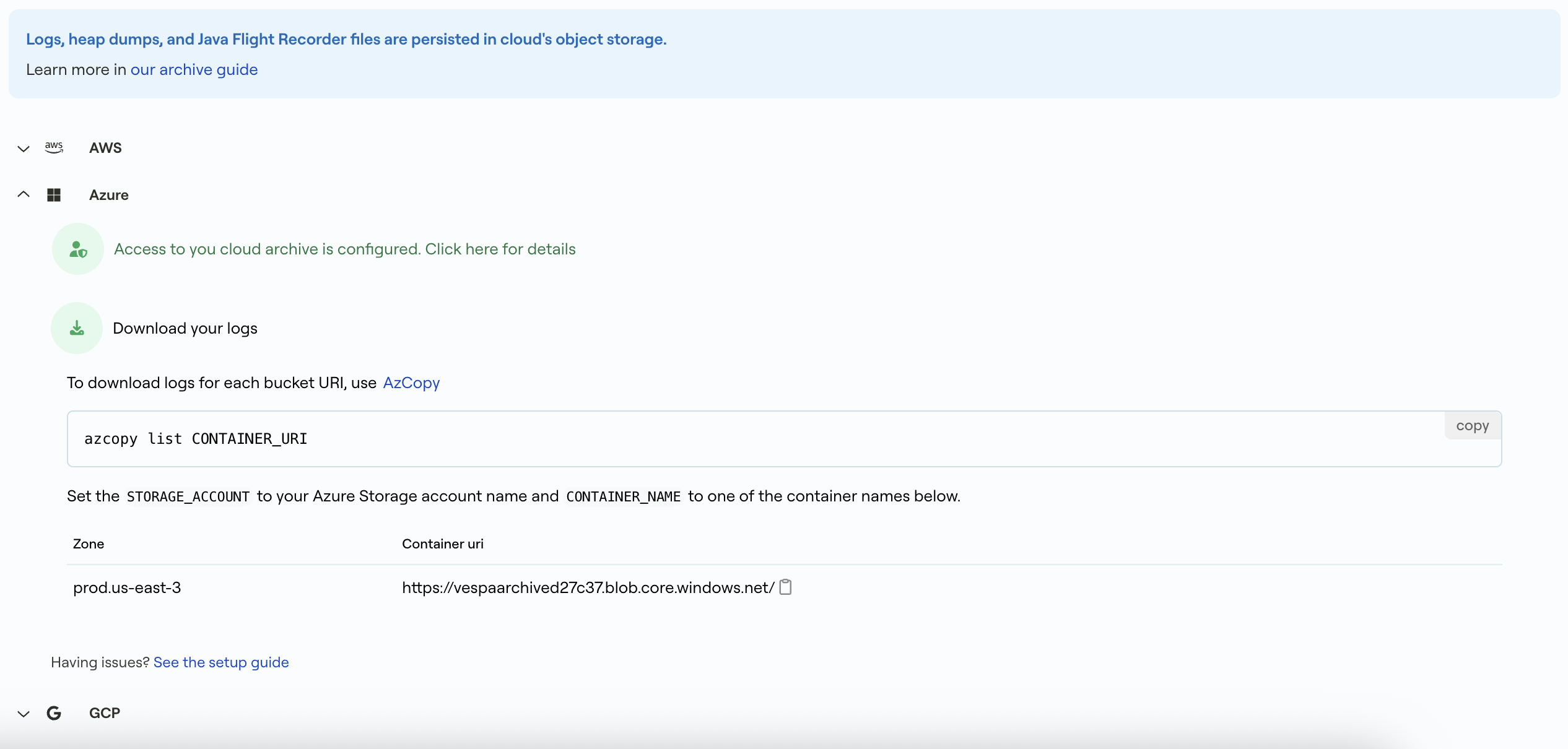 Azure download logs