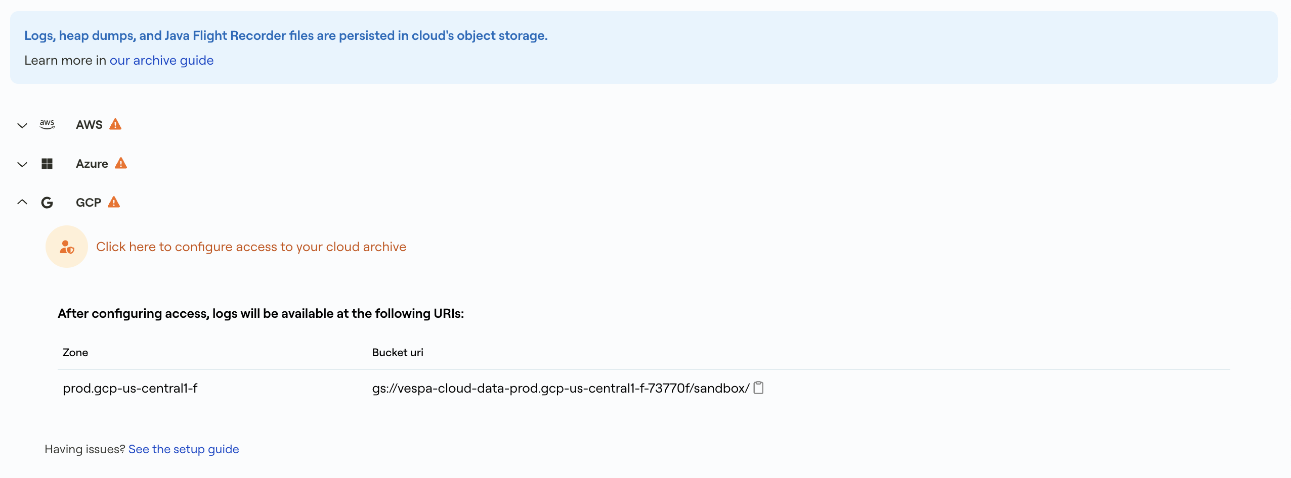 GCP archive accordion
