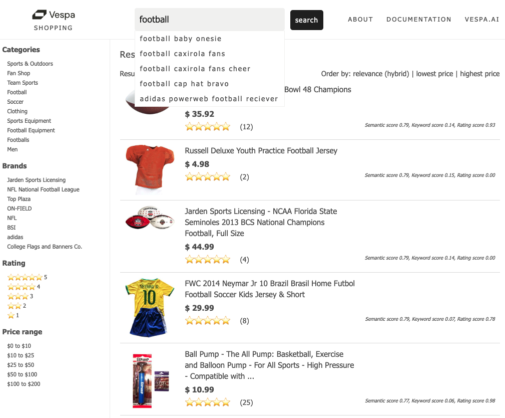 Shopping sample app screenshot