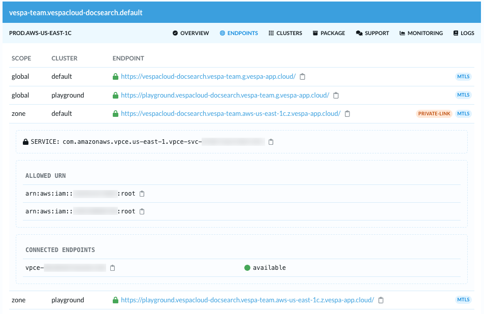 Service ID for VPC endpoint